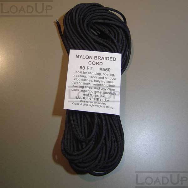 550 PARACORD USA Military Black 50ft 7 Strand Type III