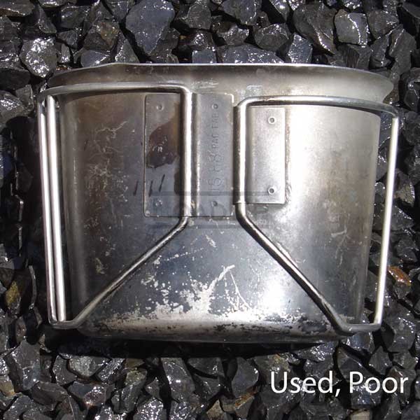 US GI Canteen Cup Winged Handles Stainless Steel-Used, Poor