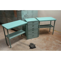 Aluminum  Drawer Night Stand and Two Desk Tables Converts Chest 30x18x19 Used