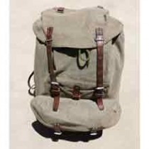 Swiss Vintage 1956 Portig Salt and Pepper Leather and Canvas Rucksack Backpack 